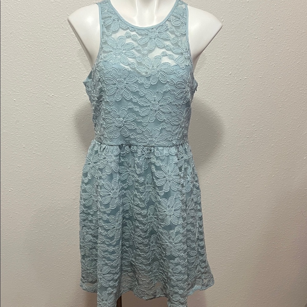 Bongo Blue Lace Floral Dress Sz L